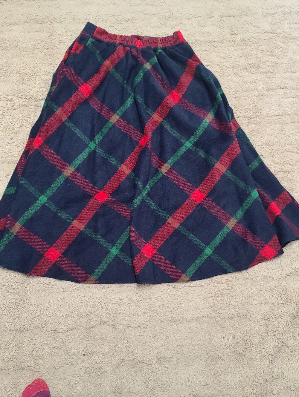 Tanming Wool Blend Classic Warm, Modest Navy Plaid A-Line Maxi Skirt, Tartan, M - Picture 11 of 11